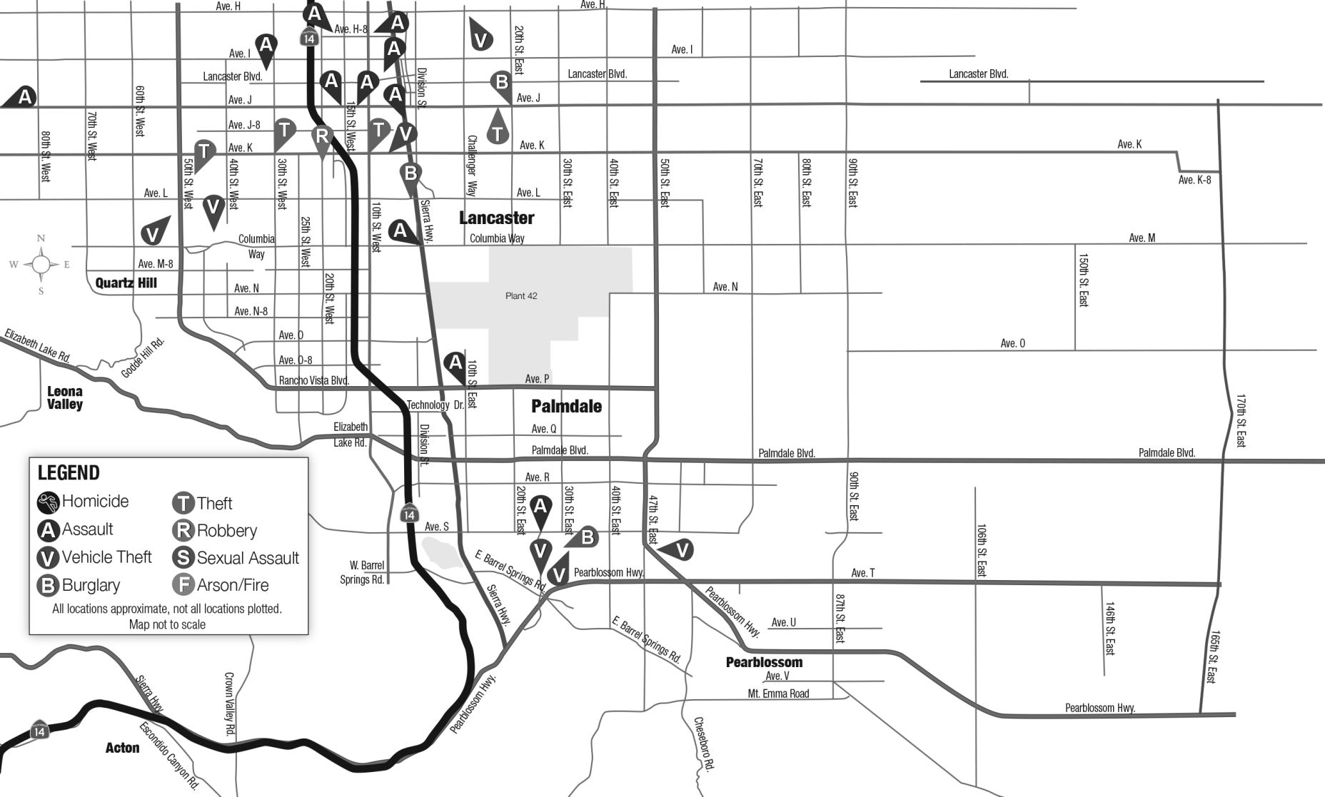 Antelope Valley Crime Map, May 22, 2020